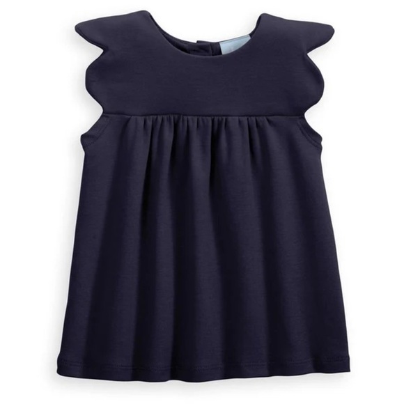 BELLA BLISS Tatiana Pima Blouse Navy Blue Buttons Scallop Sleeve - Picture 1 of 7